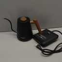 POLIVIAR Electric Gooseneck Kettle, 1350W Electric Tea Kettle Wood Pattern Handle, 34oz Pour Over Electric Kettle for Coffee & Tea, 18/8 Stainless Steel Inner, Temperature Control & Rapid Heating (Black)