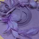 dressfan Fascinator Hats for Women,Linen Vintage Feather Headwear for Derby/Church/Wedding/Cocktail/Tea Party (Purple)