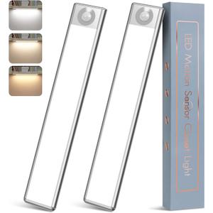 2 Pack Motion Sensor Under Cabinet Lights Wireless, 9.8 Inches Under Counter Light for Kitchen, Rechargeable LED Under Cabinet Lighting, Dimmable Closet Lights Motion Sensored