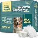Maximum Absorbency Male Dog Diapers - Leak-Proof Disposable Male Dog Wraps- FlashDry Gel Technology, Wetness Indicator Doggie Diapers- Belly Wraps for Incontinence & Training