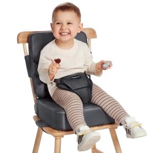 HOMEAL Booster Seat for Kitchen Chair  Toddler Booster Seat for Dining Table  Dining Seat with Adjustable Straps  NonSlip Base & Breathable Fabric  Dark Gray
