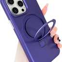 ankofave for iPhone 15 Pro Max Case with Magnetic Invisible Stand, Matte Luxury Metallic Luster, 3.0 mm Thick Protection Hard PC Scratch-Resistant Phone Case for iPhone 15 Pro Max 6.7", Purple