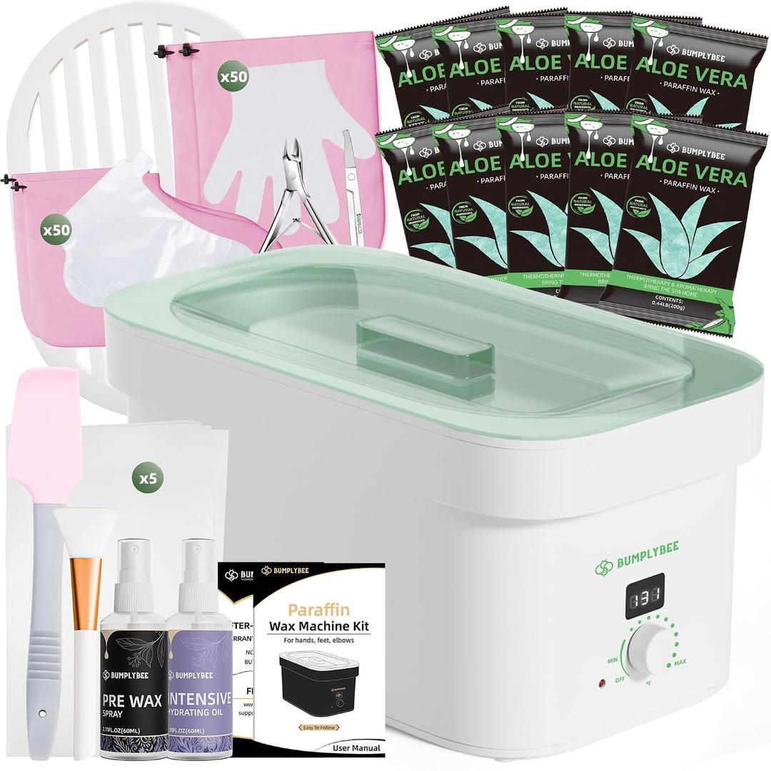 BUMPLYBEE 7000ml Paraffin Wax Machine for Hand and Feet-White Hand Wax Paraffin Machine for Hands with 10pcs Aloe Vera Paraffin Bath Refills,Ideal Gifts for Women