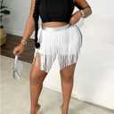 Floerns Women's Plus Size Tassel Trim PU Leather High Waist Straight Leg Mini Shorts (XX-Large Plus)