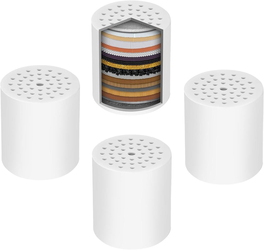 Universal Shower Filter Replacement Cartridge, 4 Pack 20 Stage Shower Head Filter for Hard Water, Microporous Pressurization High output Water Filter Compatible Similar Design, 10000 Gallons 3 Month