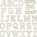 Iron On Patches for Clothing, Sparkly Rhinestones and Elegant Pearls A-Z Sew Decorative Letter Patch Glitter Alphabet Applique Rhinestone Pearl English DIY Craft Supplies-26 Letter 1.8inch Hight