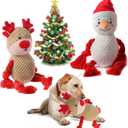 Chngeary 2 Pack Christmas Squeaky Plush Dog Toys for Small Medium Large Dogs, Durable and Indestructible Dog Toys,Stuffed Squeaky Toys for Dogs Puppy Toys Include Cute Snowman and Elk