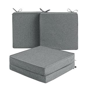 Outdoor Chair Cushions, Water-Resistant & Fade-Resistant, Patio Furniture Square Seat Replacement Chair Pads with Ties, Removable Cover, Non-Slip Bottom, Set of 4, 22 x 22 Inch, Dark Grey, 22" x 22" 4 Pack