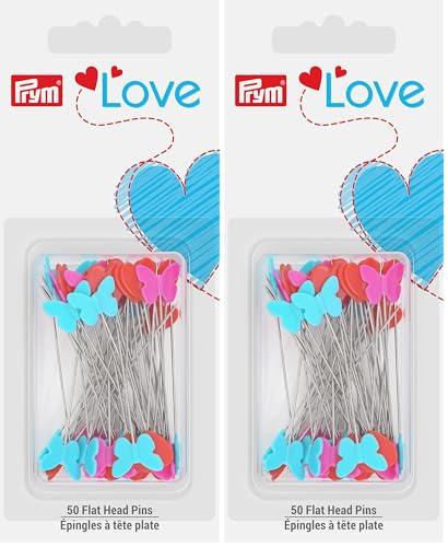 Prym Love Flat Head Pins, 50 Count (Pack of 2), Multicolor