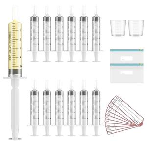 20 Sets 5ml Colostrum Collector with Caps, Colostrum Collection Kit Includes 20pcs Sterile Colostrum Syringes, 2 Measuring Cups, 2 Storage Bags, 20 Labels (Breast Milk Syringe without Needle)