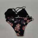 Tainehs Women's Push Up V Neck Bikini Sets Criss Cross Back Two Piece Bathing Suit, Size L