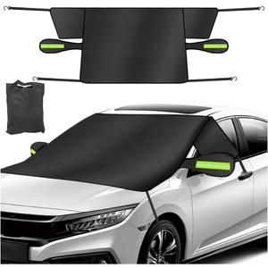 Car Windshield Ice Snow Cover with Magnetic Edges, Heavy Duty Oxford Fabric Windscreen Protector Cover with Side Mirror Covers, Winter Waterproof Frost Cover for Car Truck SUV RV (Green)