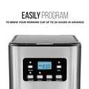 Chefman 12-Cup Programmable Coffee Maker, Electric Brewer, Auto Shut Off, Digital Display w/Auto-Brew Function, Anti-Drip Pot, Reusable Filter for Fresh Grounds, Square Stainless Steel, Glass Carafe