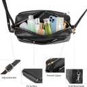 VOROLO Crossbody Bag Small Leather Triple Zip Crossbody Purse Shoulder Bag with Ajustable Strap for Women Matte Black