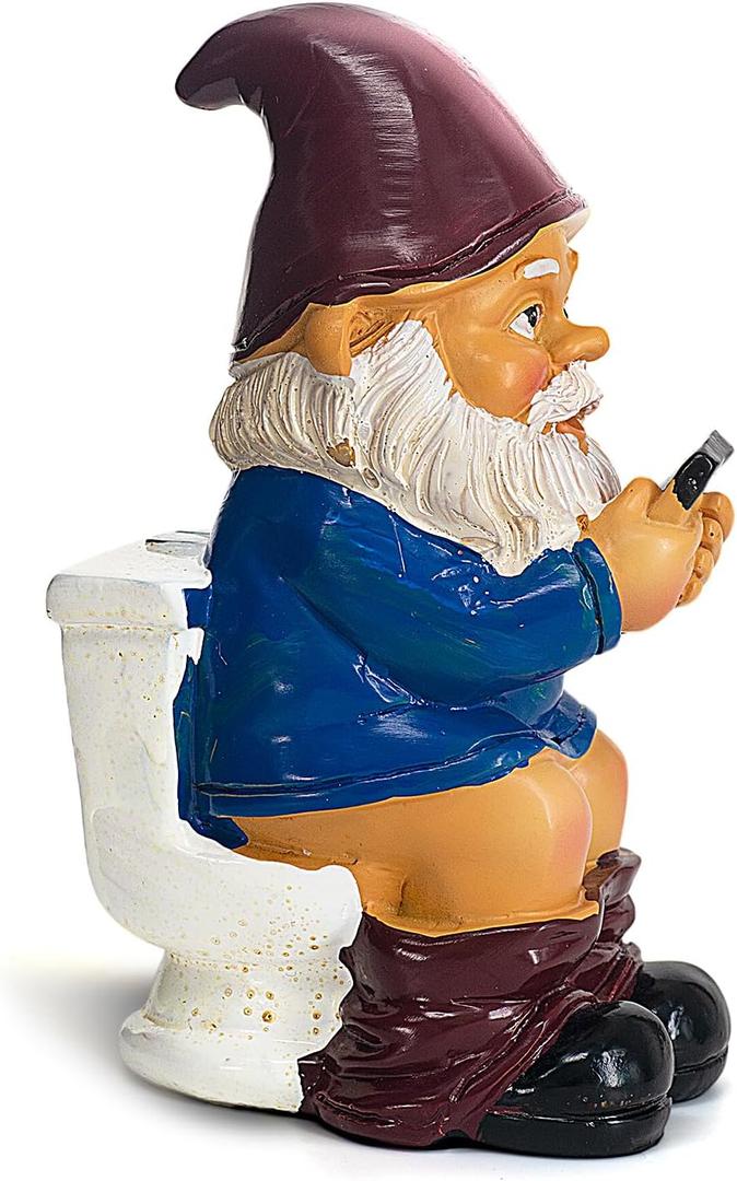 Bygytyo Naughty Resin Gnomes on Toilet Outdoor Garden Gnome Statue Christmas Halloween Garden Decoration Gifts,Suitable for Lawns,Courtyards,Patios,Desks,Gardens,Etc.