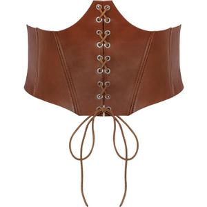 SUOSDEY Lace-up Cinch Bustiers Corset Belt for Women, Elastic Tie Waspie Wide Costume Waist Belt for Renaissance Halloween (Waist Size 45-49 inch)