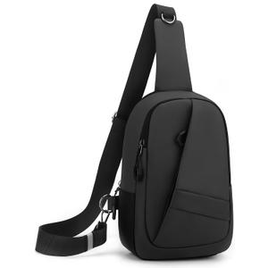 Hoedia Crossbody Sling Bag for Men Women, Shoulder Cross Body Bag EDC Back Pack with Reflective Strip and Multi-pocket (Black)