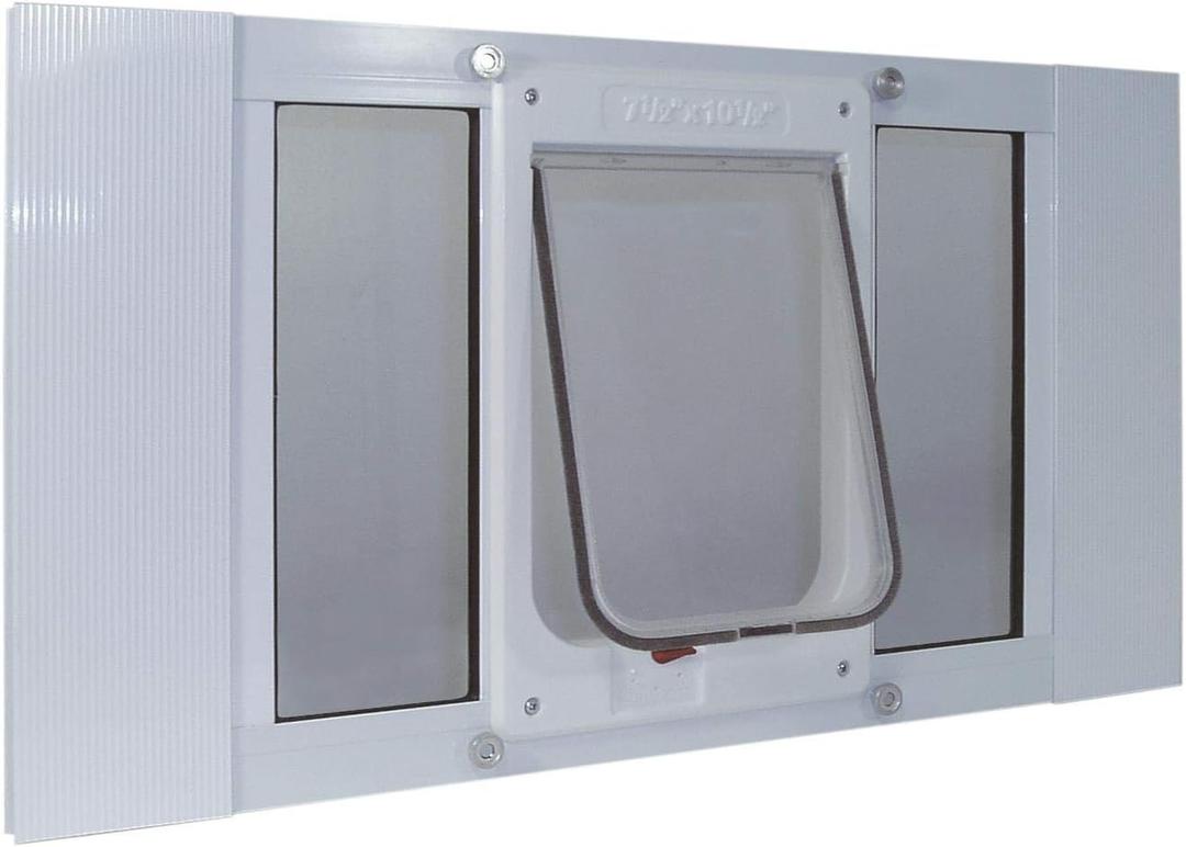 Ideal Pet Products Aluminum Sash Window Pet Door, Adjustable to Fit Window Widths from 33" to 38", Chubby Kat 7-1/2 x 10-1/2 Flap Size (7-1/2 x 10-1/2 Chubby Kat)