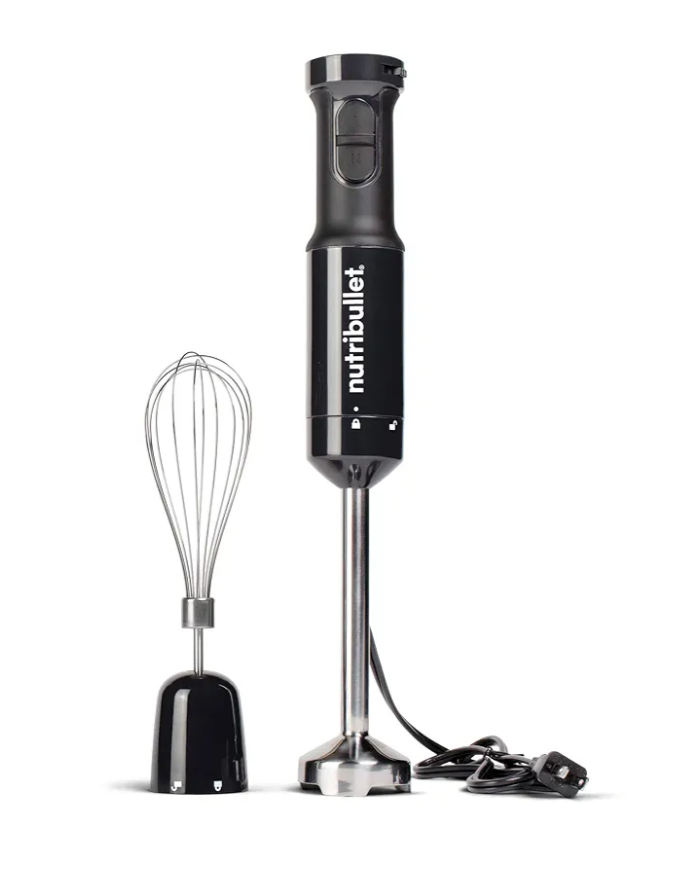 Nutribullet NBI50100 Immersion Blender Arm & Whisk Attachment, For Smoothies, Soups & Dips, 350 Watt, Charcoal Black,2" L X 2" W X 16" H