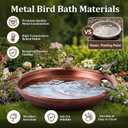 HappyAlley Bird Bath Bowl, Vintage Metal Bird Bath for Outdoor, 12.59'' Dia 2.7" Depth Heavy Duty Birdbath Bowls only, Large Capacity Birds Baths Feeder Bowl for Garden Patio Yard Lawn Decor