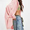 Women Oversized Hoodie Cardigan Jacket Casual Open Front Raglan Sleeve Sweatshirt 2026 Outfits with Pockets (Pink, XL)