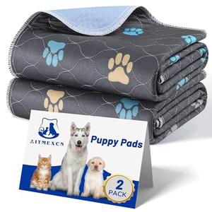 Aitmexcn Washable Puppy Dog Pee Pad, 2PCS 100% Waterproof Whelping Training Mat for Puppy/Senior Dog, Fast Drying Reusable Puppy Pads for Indoor, Outdoor and Car Travel- 24'' x 36''