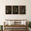 Framed Dark Botanical Wall Art Set of 3, Black Moody Floral Wall Decor Paintings, Dark Academia Decor, Vintage Flower Artwork Prints Pictures for Living Room Bedroom Bathroom 16x24 Inch, 24L" x 16W"
