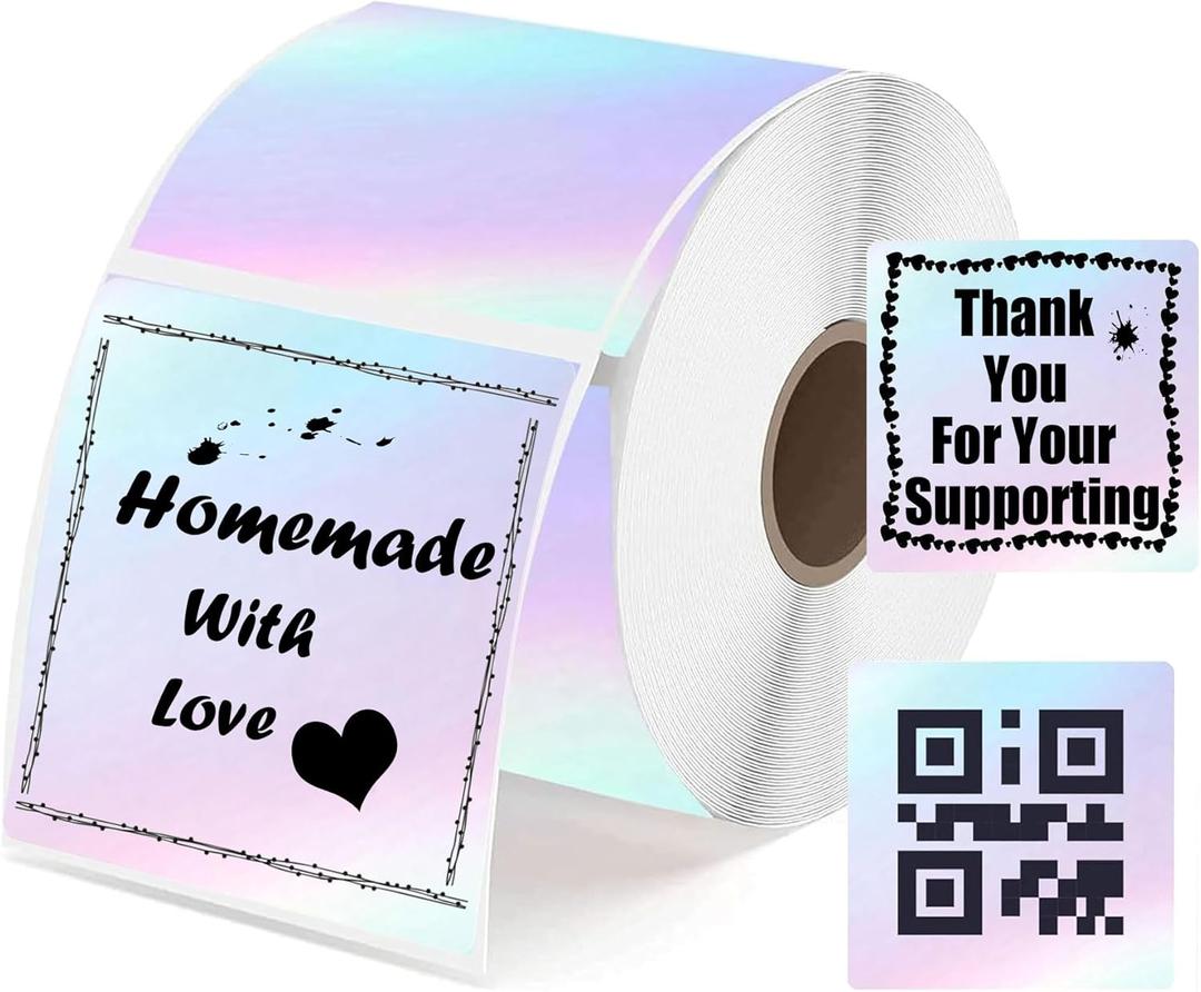 Square Direct Thermal Labels Stickers Watercolor Thermal Printer Personalized Stickers 2 Inch Multi-Purpose Thermal Sticker Printer Labels for Small Business, Color Coding, Address 500 Pcs/Roll