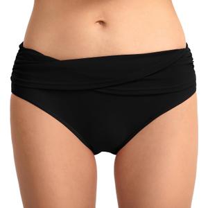Women's Swimsuit Bikini Bottoms Full Coverage Ruched Bathing Suit Bottom (Black, M)