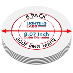 6 Pack Matte White Goof Trim Ring for 6" Inch Recessed Can Lighting Down Light, Outer Diameter 8.07 Inches, Inner Diameter 6.2 Inches