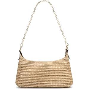 CROJUYI Straw Shoulder Bag for Women Soft Small Woven Shoulder Purse Handbag,Beach Tote Straw Bag for Summer