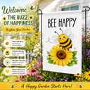 2 x Summer Party Decorations - Bee Happy Summer Garden Flag | Double Sided Sunflower Welcome Yard Decor | Summer Party Accessories Backdrop Favors Supplies Decor for Garden Yard Porch Patio Lawn Outdoor Outside