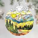 2 x Christmas Ornaments: Stained Glass Ornament, Christmas Tree Ornament, Hanging Ornaments for Home Decor & Xmas Tree Decorations, Exquisite Holiday Decor, Gifts & Holiday Present - Mountain Range