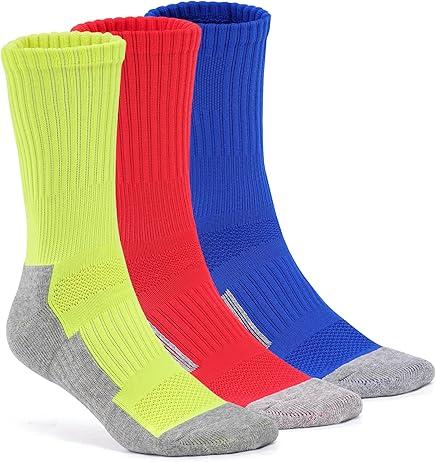 likloks Light Compression Socks (815 mmHg)  Cushioned, Arch Support, Breathable  Sports OvertheCalf Socks Red/Yellow/Blue  3 Pairs, L/XL