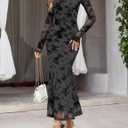 MEROKEETY Womens Fall Velvet Formal Wedding Guest Maxi Dress, Grey, XL (Gray, XL)