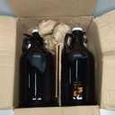 Laundry Detergent Dispenser for Laundry Room - Two Half Gallon Amber Glass Jugs, Fabric Softener Dispenser, Liquid Laundry Soap Dispenser and Bleach - 64 oz. Black Commercial Liquid Pump Dispenser