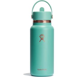 Hydro Flask Water Bottle - Insulated Stainless Steel - Wide Mouth Flex Straw Lid, Non Spill, Leakproof and Refillable in 32 Oz Thyme Rose Gold