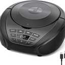 Gueray CD Player Portable Boombox: Radio CD Players Boombox with Speakers FM Radio AUX Input Support Headphones Playlist Mode PROG Playback for Outdoor Indoor Audiobooks with Type-C Power Cable