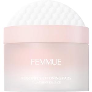 Rose Infused Face Toning Pads (60 Pack) | Daily Exfoliating Toner Cotton Rounds with Rose Water | Korean Skin Care