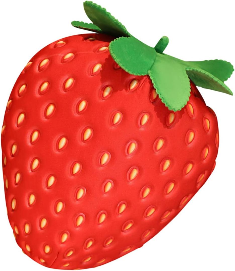 Kisangel Stuffed Strawberry Plush Pillow - Cute Fruit Cushion for Kids, Soft Red Throw Pillow, Ideal for Nursery and Playroom Decor