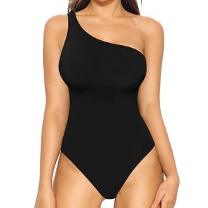 MANGOPOP Women's One Shoulder Tank Top Bodysuit Sexy Sleeveless Long Sleeve Backless Body Suits Off Shoulder Going Out Tops S