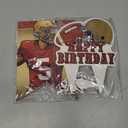 32Pcs San Francisco Team Birthday Decorations,Football Party Supplies with Backdrop,Cupcake Toppers,Cake Cupcake Toppers,Balloons for Boys Girls Party Decor