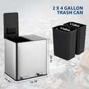 PeakPursuit Dual Trash Can with Lid, 2 X11 Gallon Large Trash Can, Step Pedal Garbage, Removable Inner Buckets, Stainless Steel Trash Can for Bathroom, Kitchen, Office