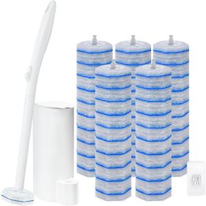 Disposable Toilet Brush and Holder Set, with 50 PCS Toilet Wand refills for Clorox, Wall Mounted Disposable T-oilet Bowl Wand Kit, for Bathroom, Sink & Bathtub, Touchless T-oilet Cleaning System