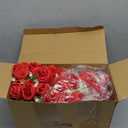 Jexine 16 Pack Artificial Roses Flower Bouquets Silk Fake Cream Flowers Bulk for Bridesmaid Bridal Wedding Party Decor, Home Vase Floral(Red)