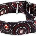 Martingale Dog Collars Colourful Oil Painting Pattern Series - No Pull Pet Collar Silky Soft for Medium and Large Dogs (Large, 1 Inch Wide, Firework Dots -Black)