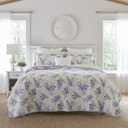 Laura Ashley - Queen Quilt Set, Reversible Cotton Bedding with Matching Shams, Lightweight Decor for All Seasons (Keighley Lilac, Queen)