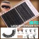 Geeneiya Volume Lash Clusters Kit DIY Lash Extension Kit D Curl Eyelash Extensions with Waterproof Lash Bond and Seal Waterproof Tweezers,10-16MM Cluster Lashes 300Pcs