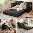 54 Boneless Couch Sofa Bed, Loveseat Cloud Couch, Sleeper Sofa with Storge and Handle, Convertible Pull Out Floor Bed, Couches for Bedroom, Living Room, Small Space, No Assembly Required (Black)