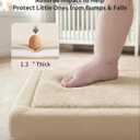 Goyuu Ultra Soft 1.3" Thick Baby Play Mat for Floor, 71x79 Playpen Mat Elasti-Foam Padded Crawling Mat for Babies, Toddlers, Infant, Kids, Non-Slip Backing Safe for Tummy Time, Beige